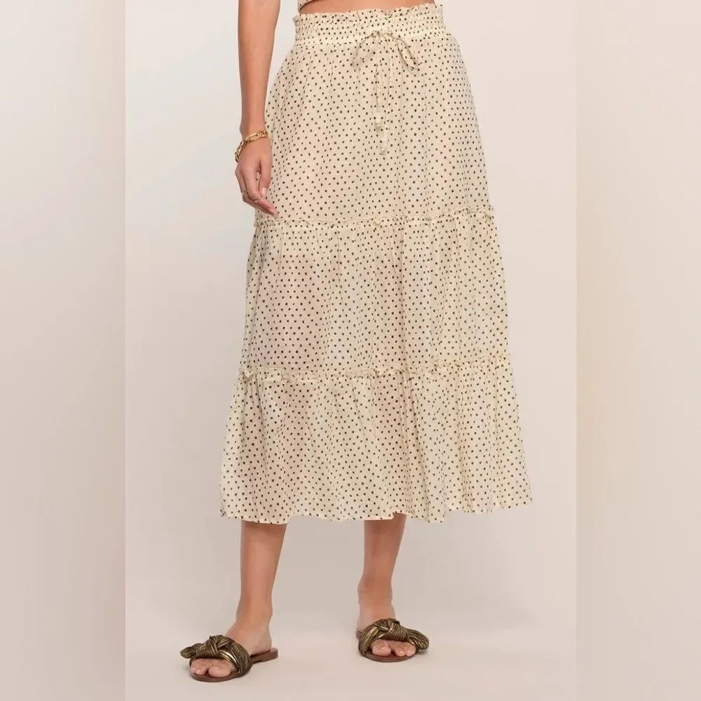 NWT Heartloom Cream and Black Polka Dot A-Line Skirt